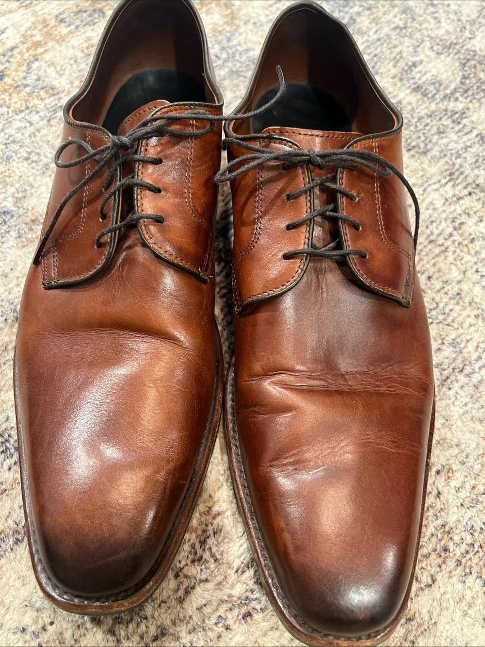 Allen Edmonds Easton  Brown Leather Plain-Toe Dress Shoes Sz 13 Lace Up